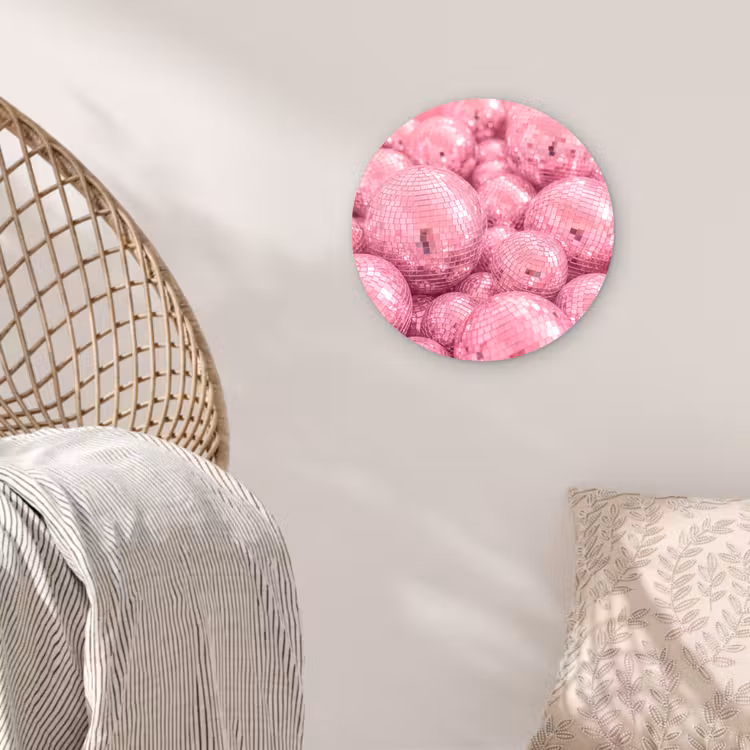 Muurcirkel glas - Roze disco ballen — 5