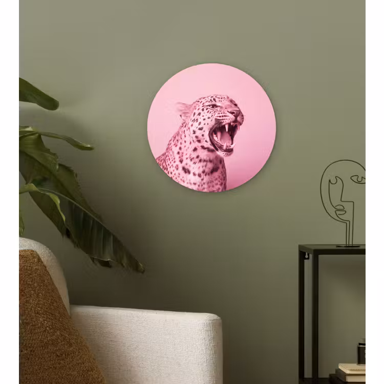 Muurcirkel glas - Roze kat - Modern — 3