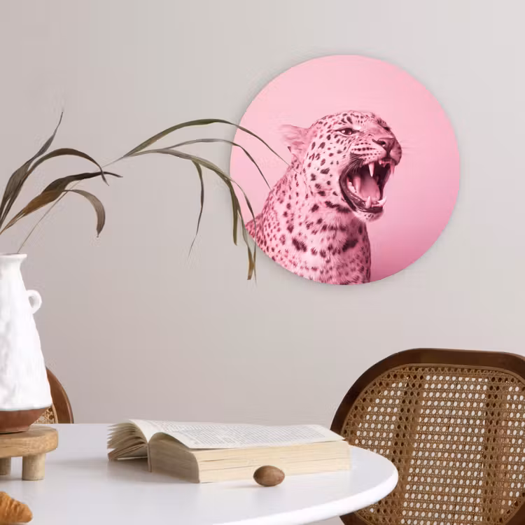 Muurcirkel glas - Roze kat - Modern — 4