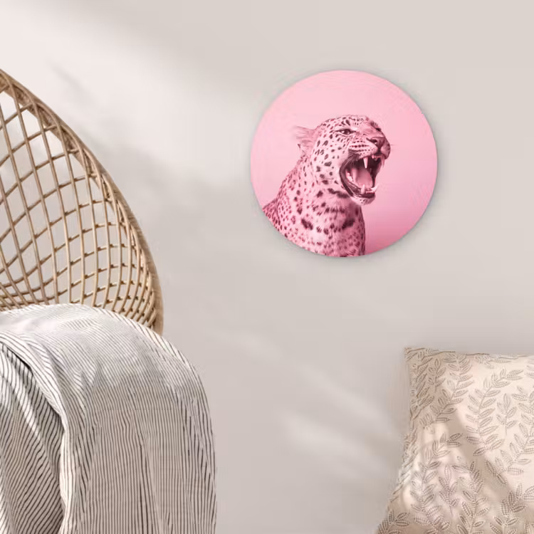 Muurcirkel glas - Roze kat - Modern — 5
