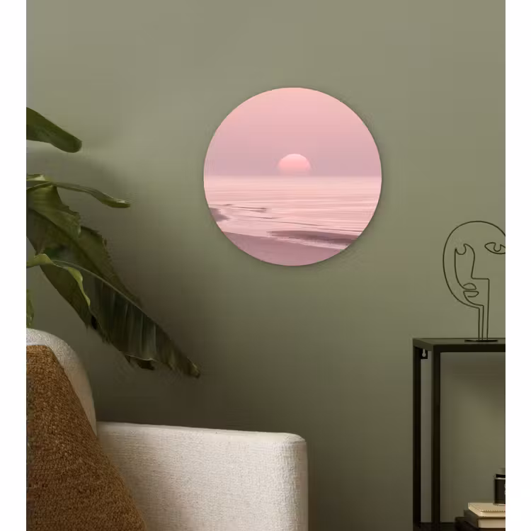 Muurcirkel glas - Roze zonsondergang - Strand — 3