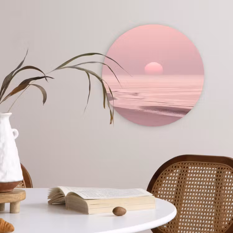 Muurcirkel glas - Roze zonsondergang - Strand — 4