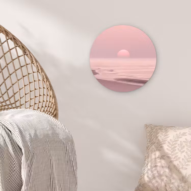 Muurcirkel glas - Roze zonsondergang - Strand — 5