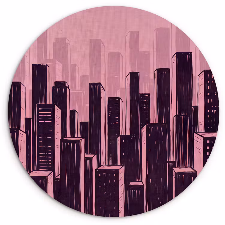 Muurcirkel glas - Stad - Abstract - Roze — 1