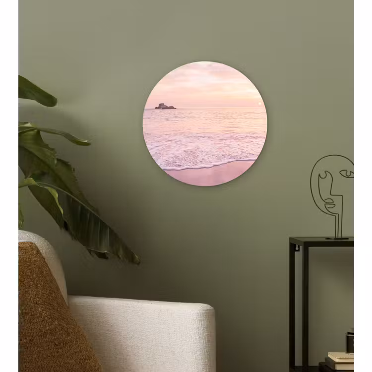 Muurcirkel glas - Strand - Zonsondergang - Roze — 3
