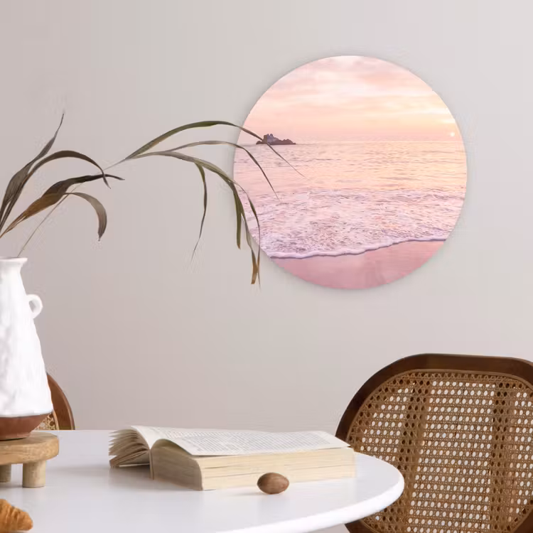 Muurcirkel glas - Strand - Zonsondergang - Roze — 4