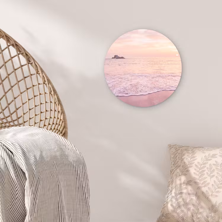 Muurcirkel glas - Strand - Zonsondergang - Roze — 5