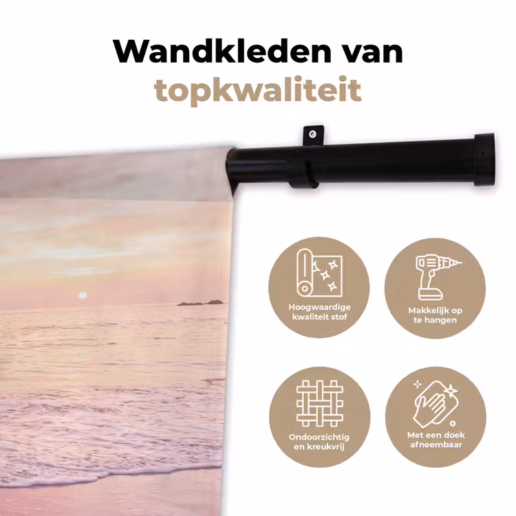 Wandkleed - Strand - Zonsondergang - Roze — 3