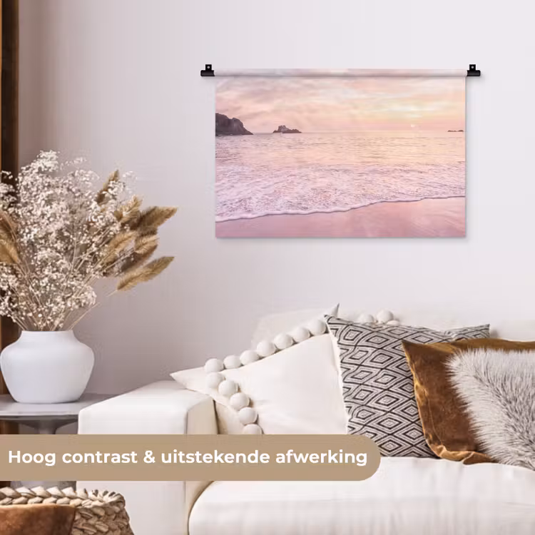Wandkleed - Strand - Zonsondergang - Roze — 4