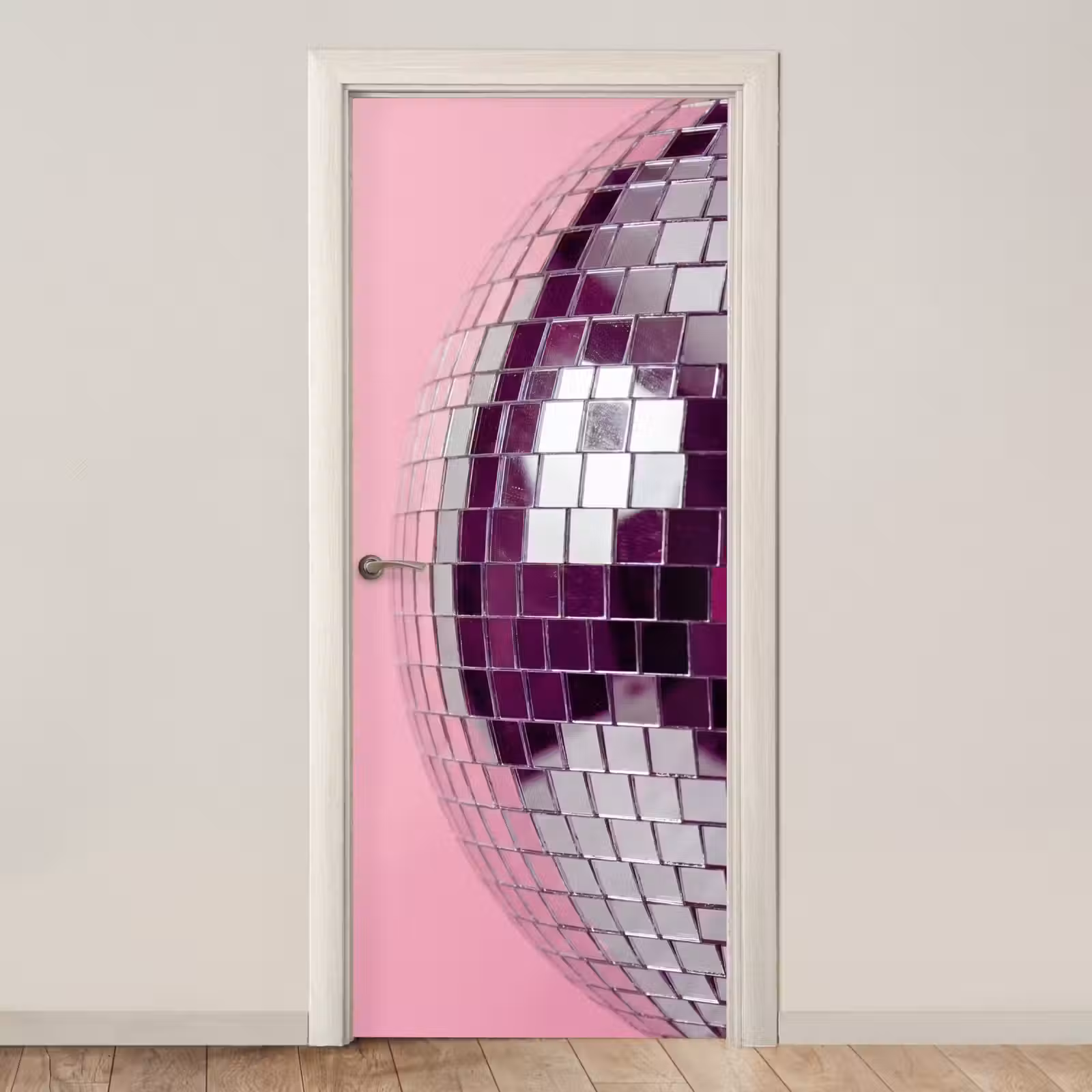 Deursticker - Spiegelbal - Zilver - Modern — 1