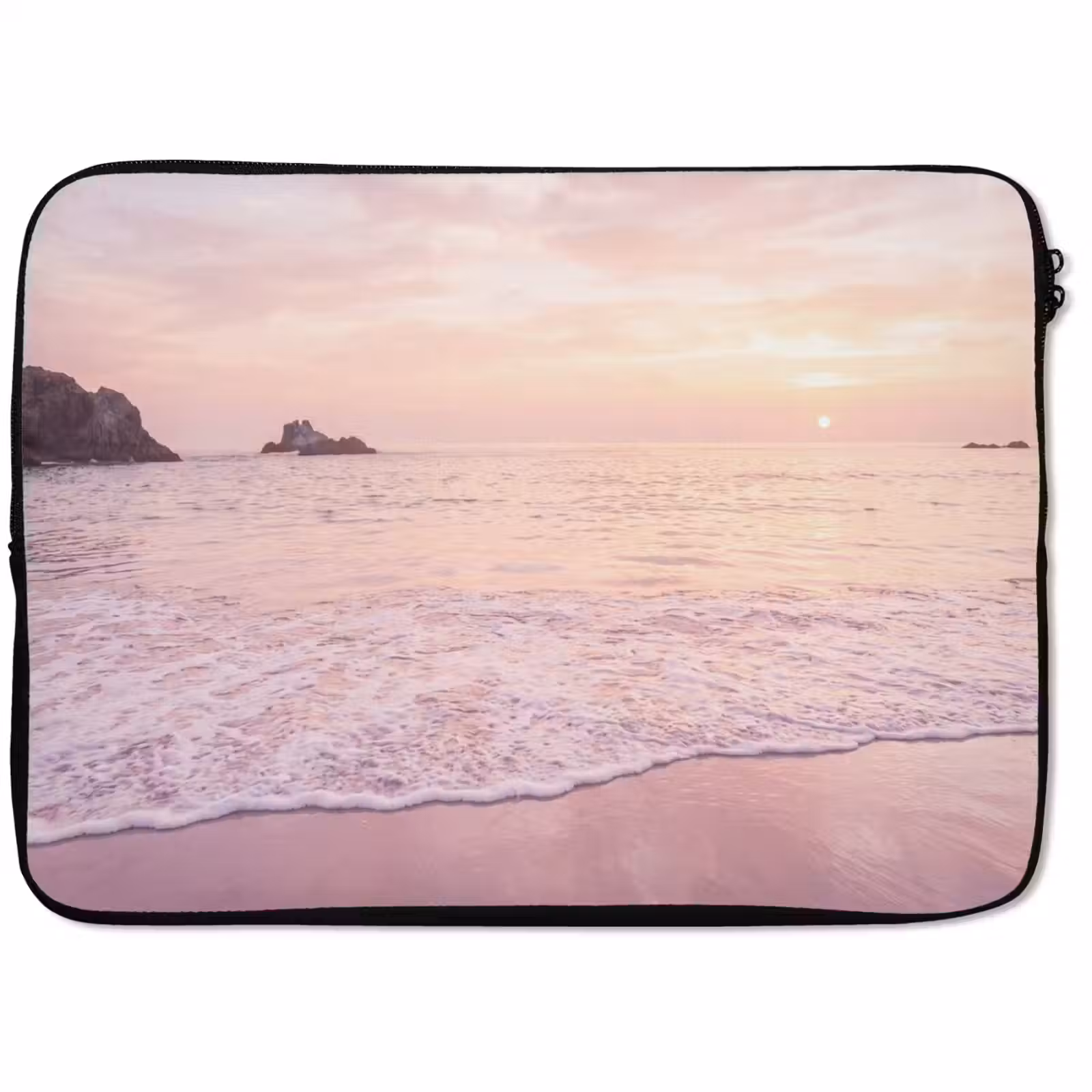 Laptophoes Strand - Zonsondergang - Roze — 1