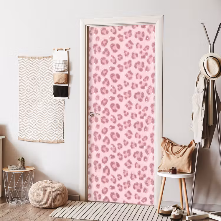 Deursticker - Roze dierenprint - Glitter — 8