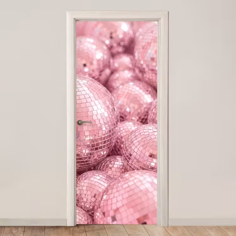 Deursticker - Roze disco ballen — 1