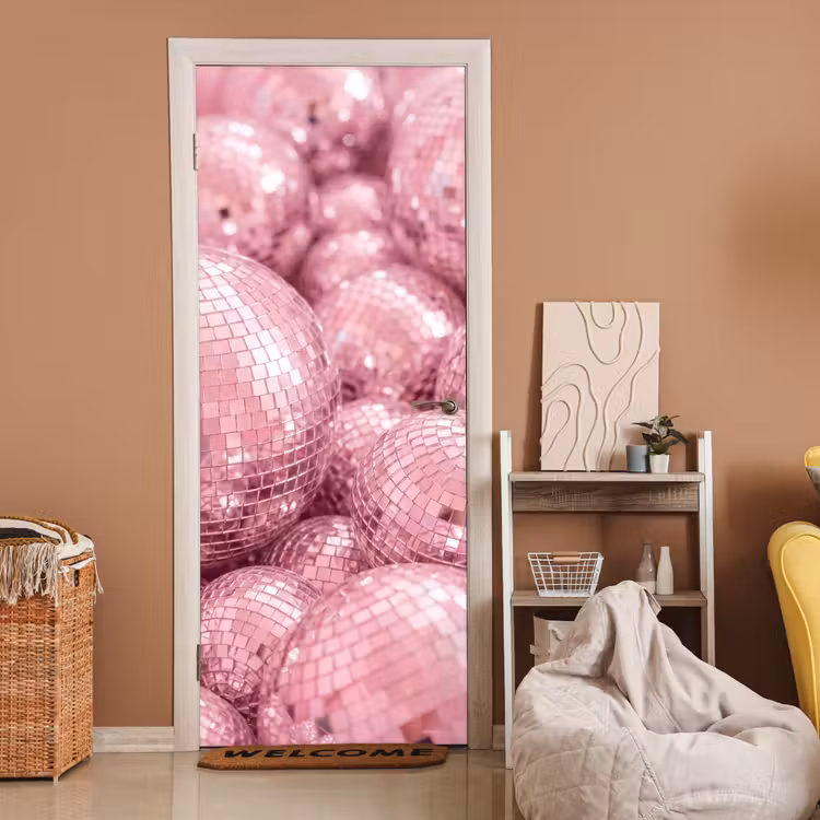 Deursticker - Roze disco ballen — 2