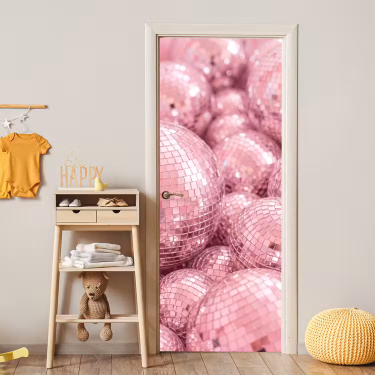Deursticker - Roze disco ballen — 6