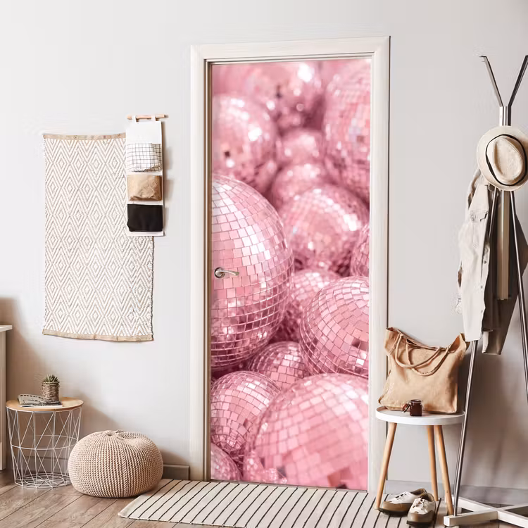 Deursticker - Roze disco ballen — 8