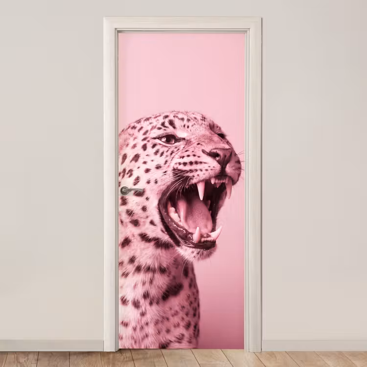 Deursticker - Roze kat - Modern — 1