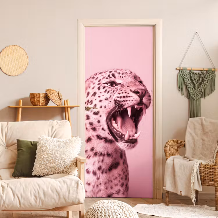 Deursticker - Roze kat - Modern — 4