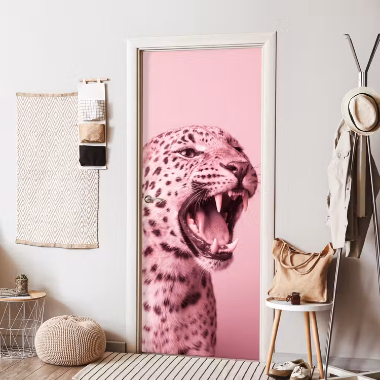 Deursticker - Roze kat - Modern — 8