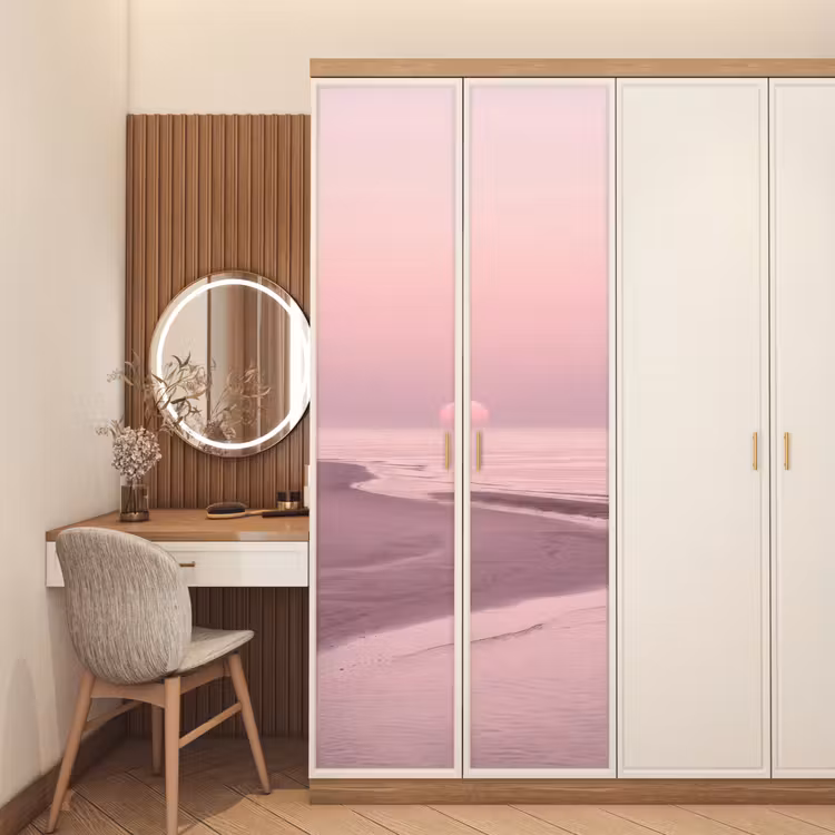Deursticker - Roze zonsondergang - Strand — 5