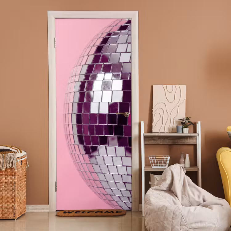Deursticker - Spiegelbal - Zilver - Modern — 2