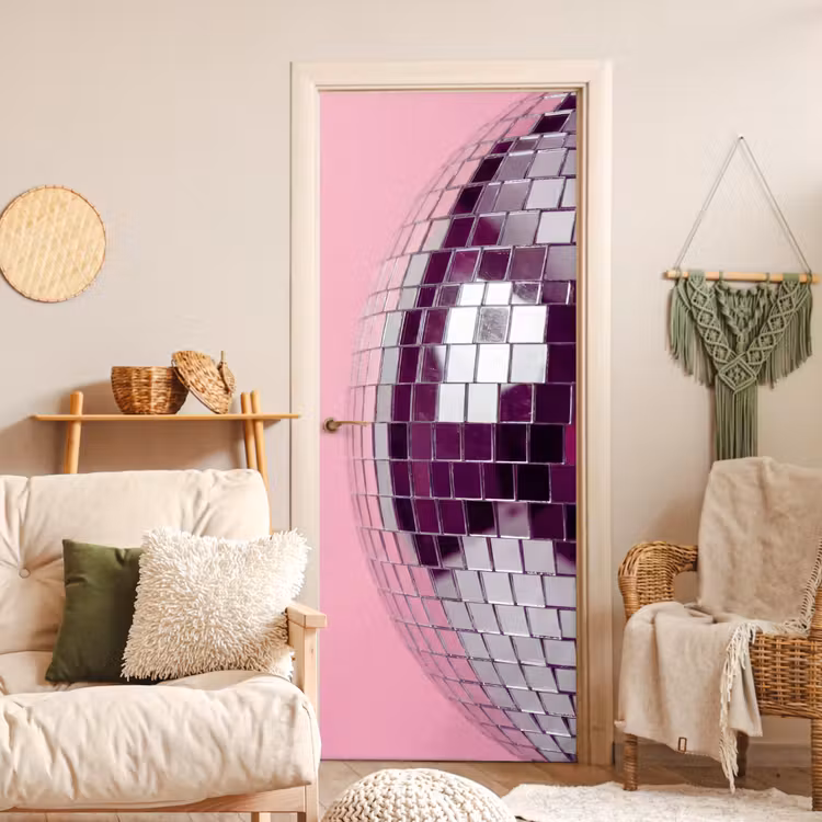 Deursticker - Spiegelbal - Zilver - Modern — 4