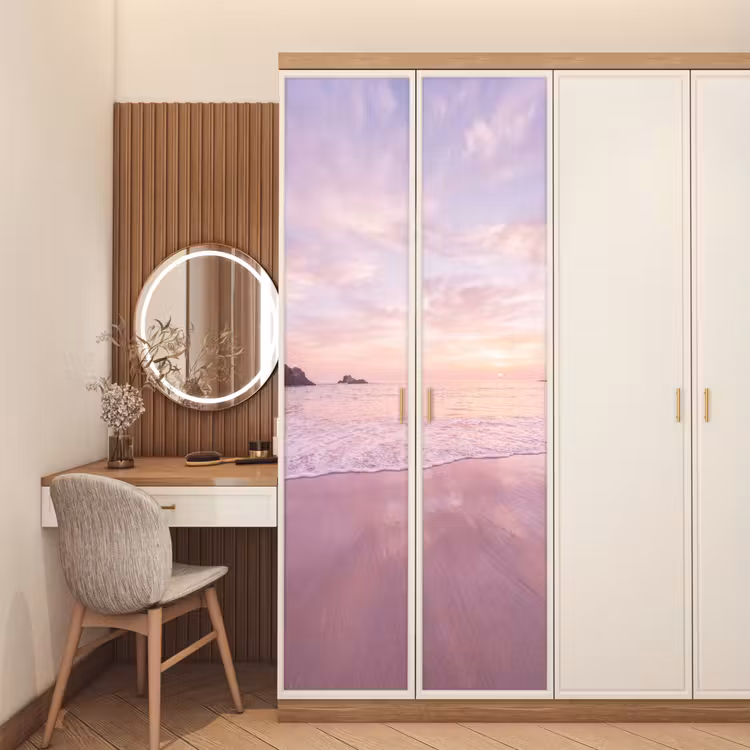 Deursticker - Strand - Zonsondergang - Roze — 5