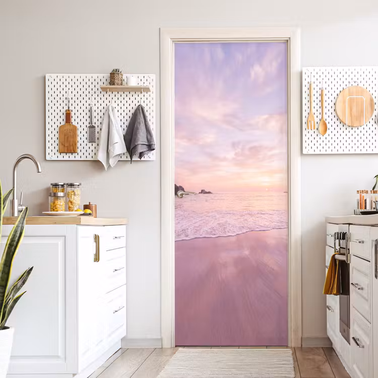 Deursticker - Strand - Zonsondergang - Roze — 7