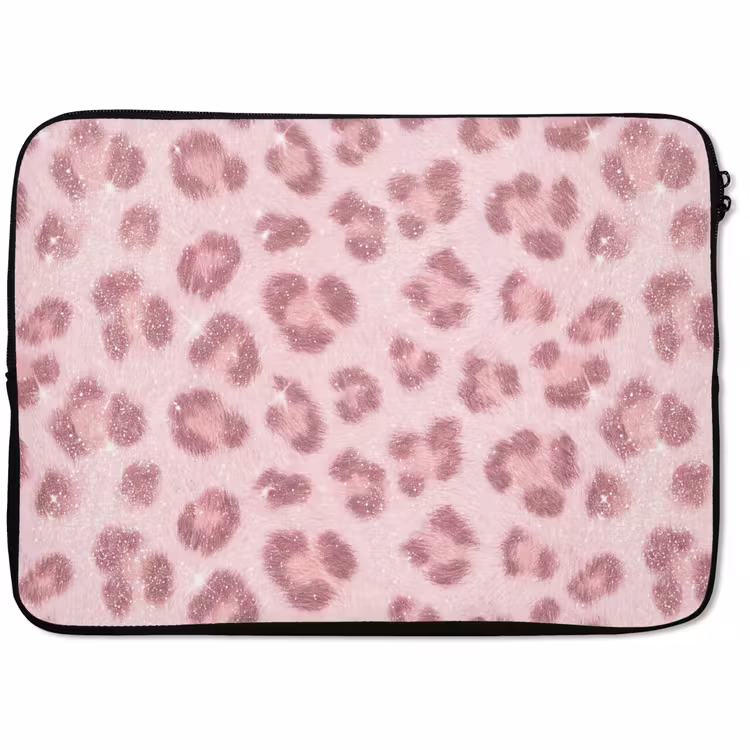 Laptophoes Roze dierenprint - Glitter — 1