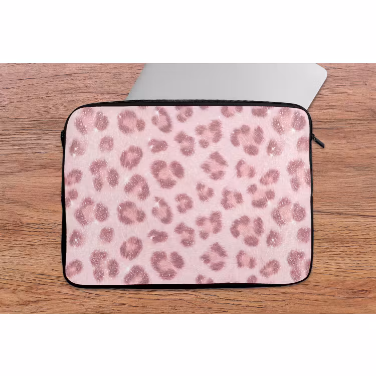 Laptophoes Roze dierenprint - Glitter — 2