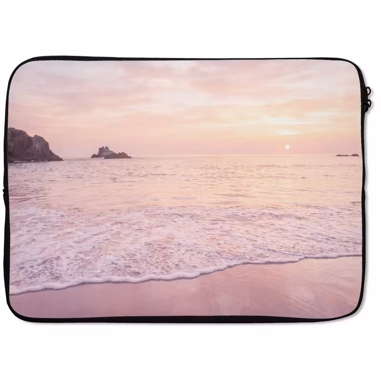 Laptophoes Strand - Zonsondergang - Roze — 1
