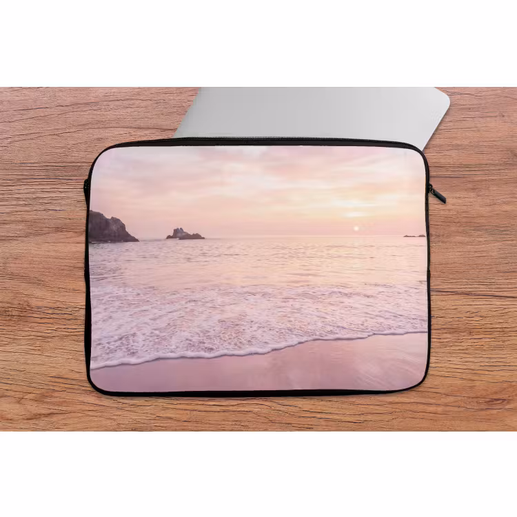 Laptophoes Strand - Zonsondergang - Roze — 2