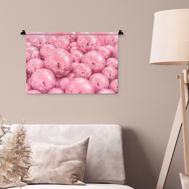 Wandkleed - Roze disco ballen — 2