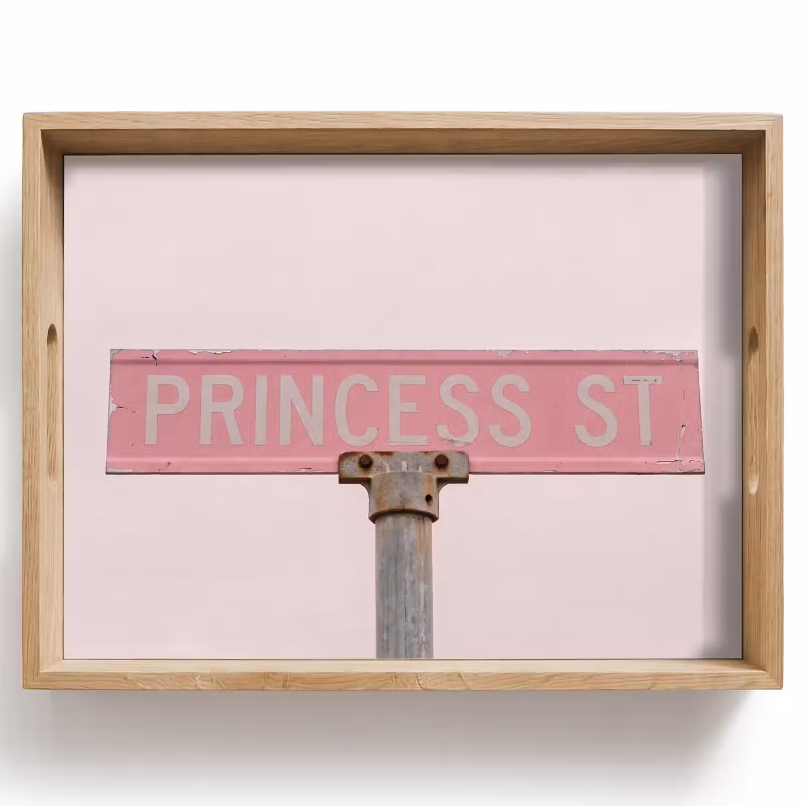Dienblad - Roze straatnaambord - Stad — 1