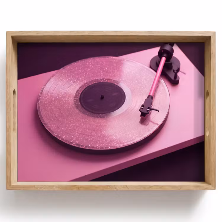 Dienblad - Platenspeler - Roze - Muziek — 1
