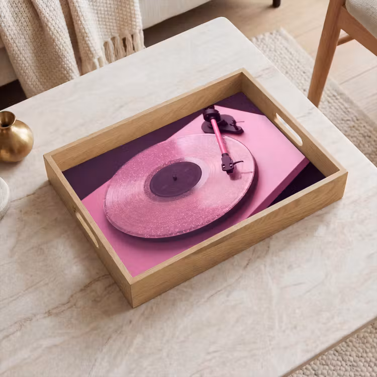Dienblad - Platenspeler - Roze - Muziek — 2