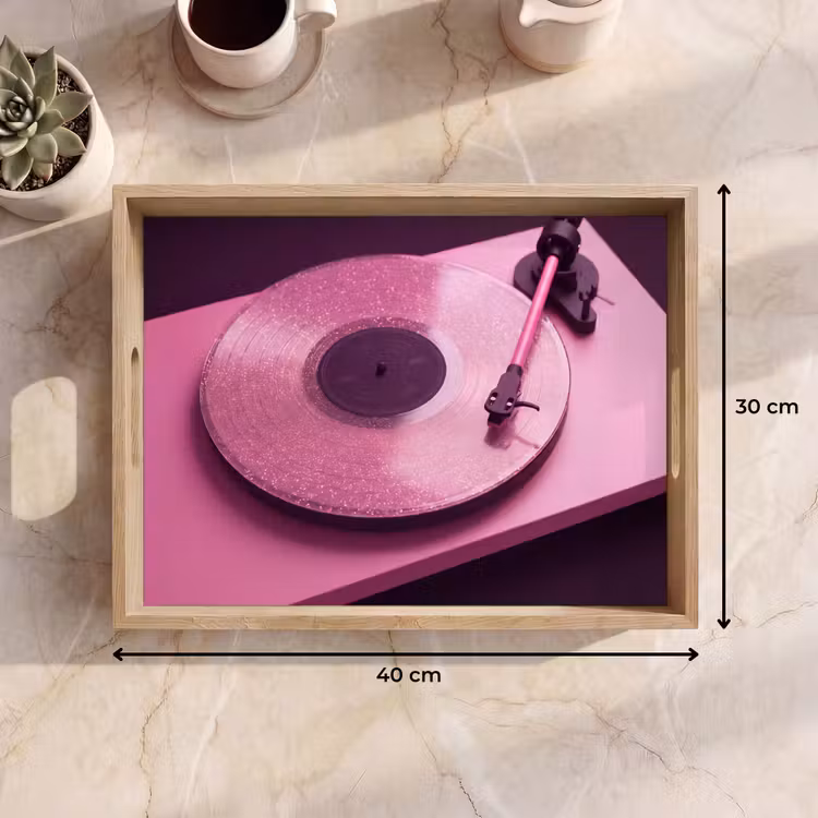 Dienblad - Platenspeler - Roze - Muziek — 9
