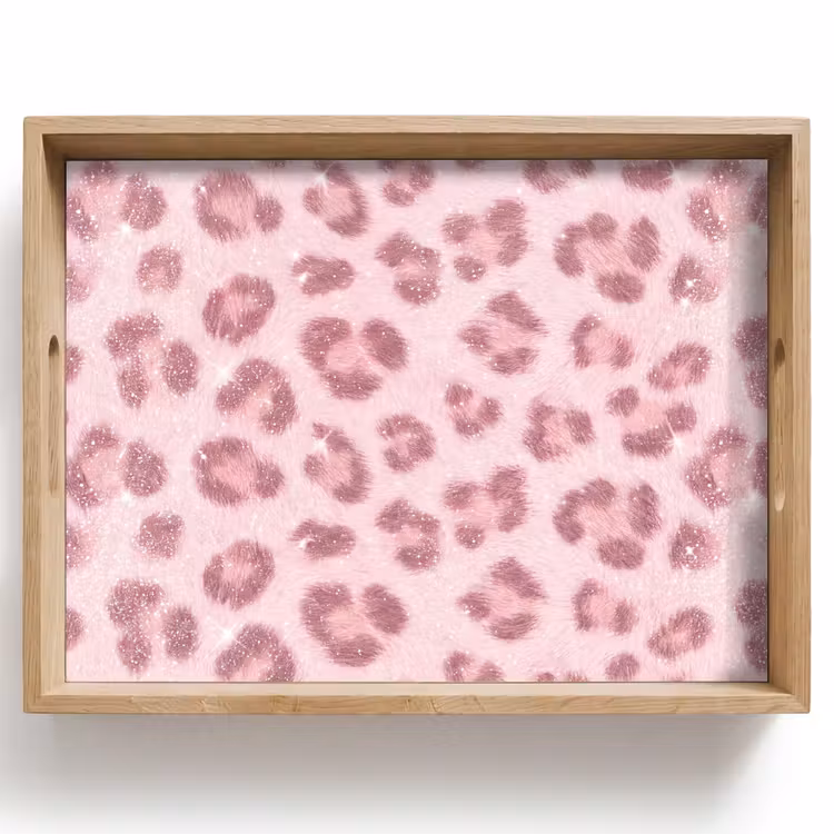 Dienblad - Roze dierenprint - Glitter — 1