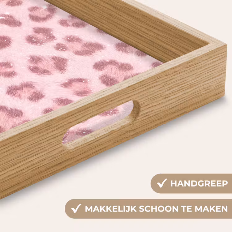 Dienblad - Roze dierenprint - Glitter — 5