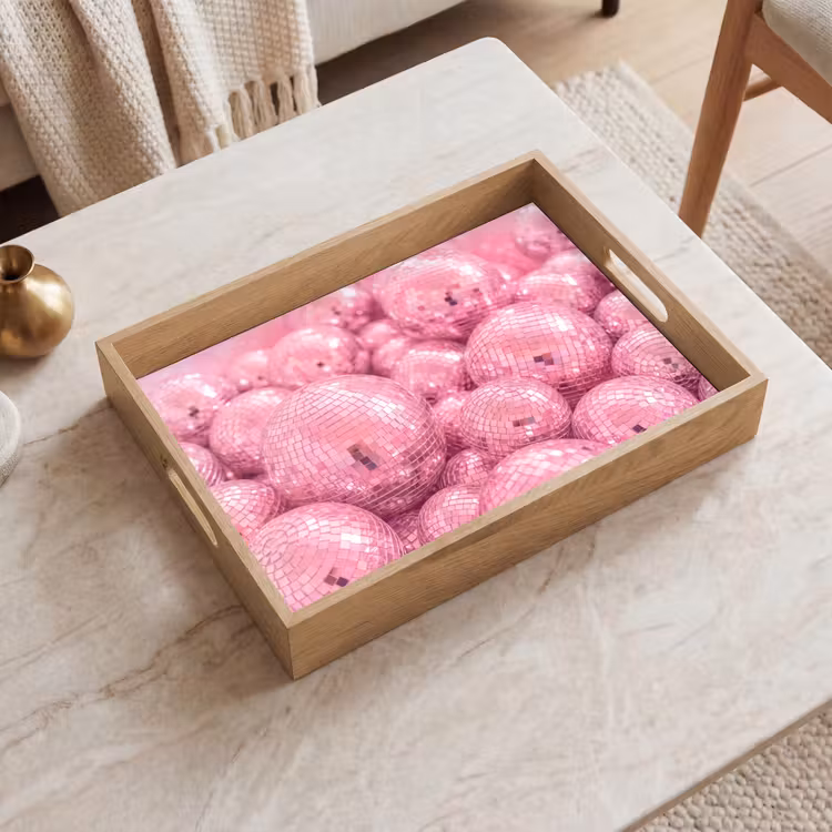Dienblad - Roze disco ballen — 2