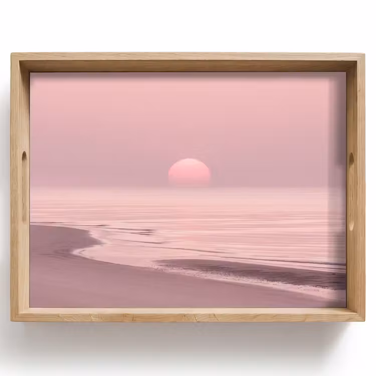Dienblad - Roze zonsondergang - Strand — 1