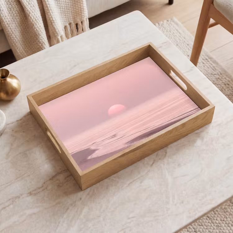 Dienblad - Roze zonsondergang - Strand — 2
