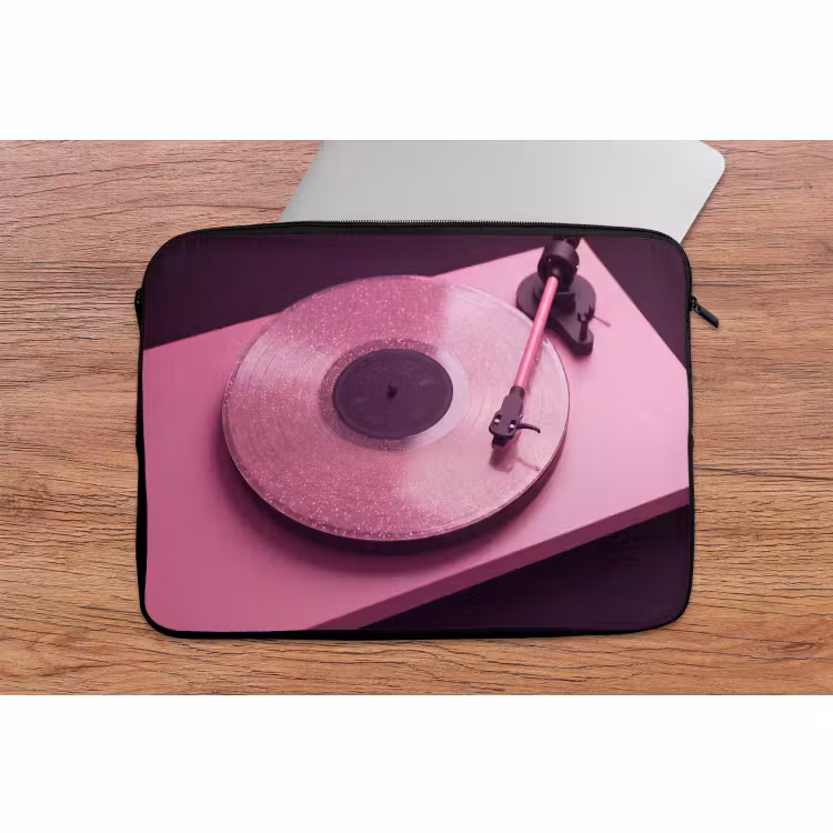 Laptophoes Platenspeler - Roze - Muziek — 2