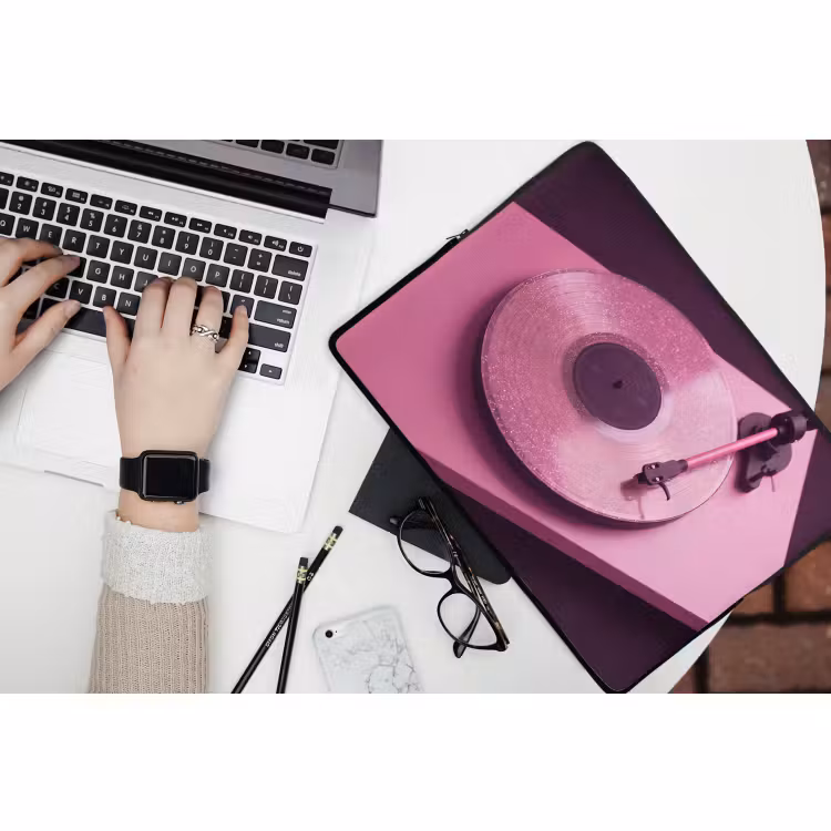 Laptophoes Platenspeler - Roze - Muziek — 3