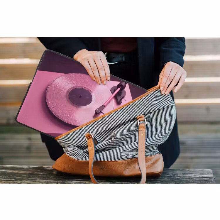 Laptophoes Platenspeler - Roze - Muziek — 4