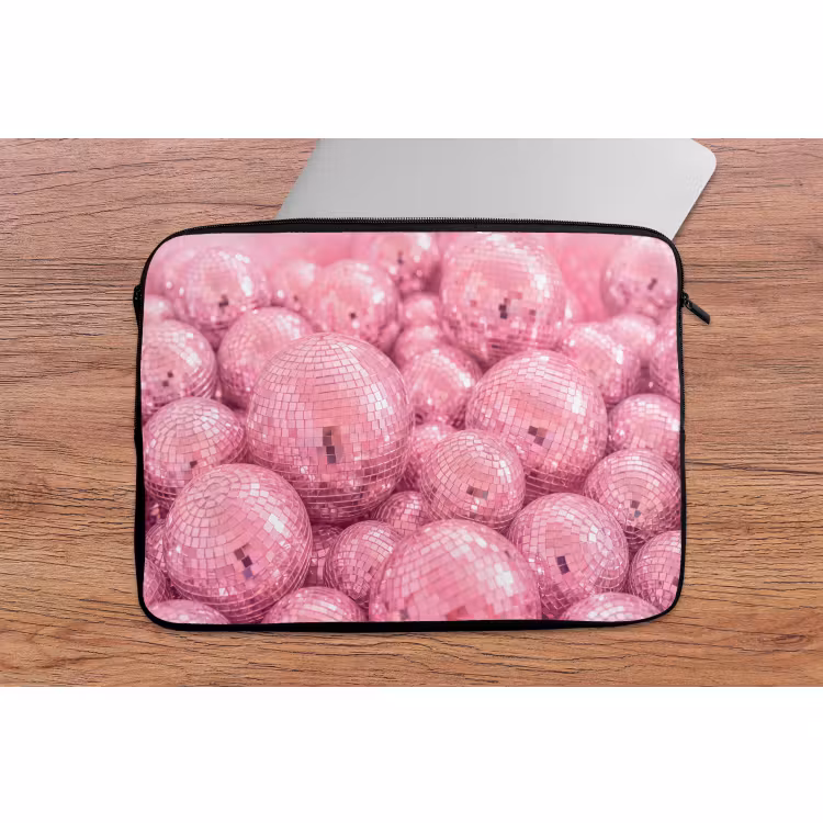 Laptophoes Roze disco ballen — 2