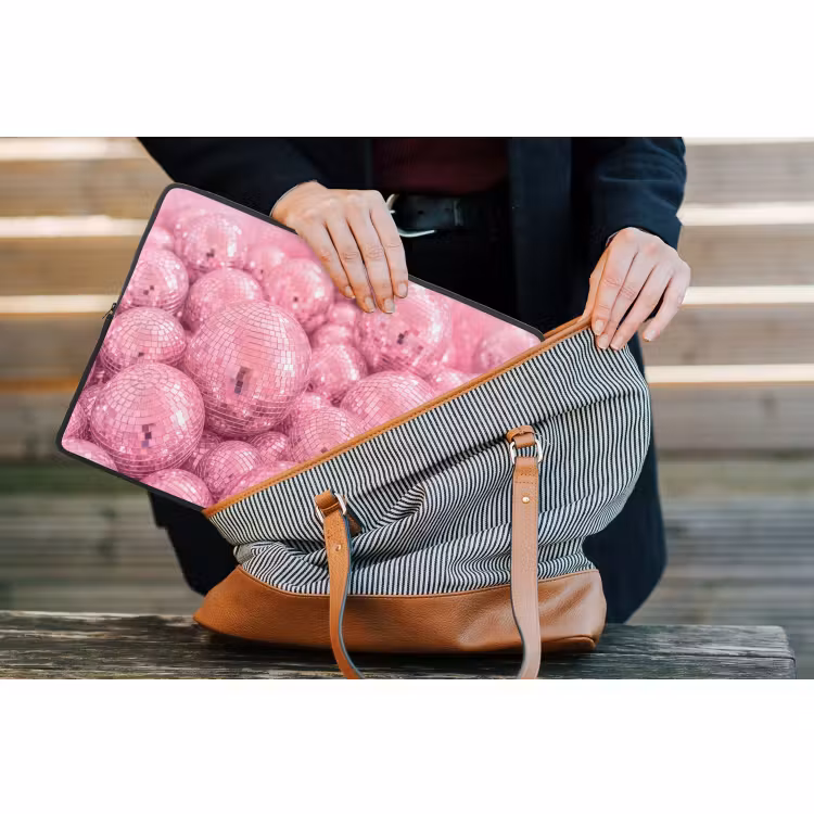 Laptophoes Roze disco ballen — 4