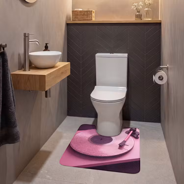 WC Mat - Platenspeler - Roze - Muziek — 2