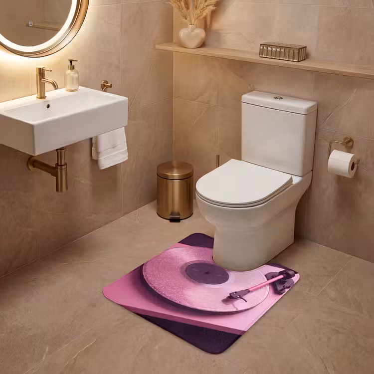 WC Mat - Platenspeler - Roze - Muziek — 3