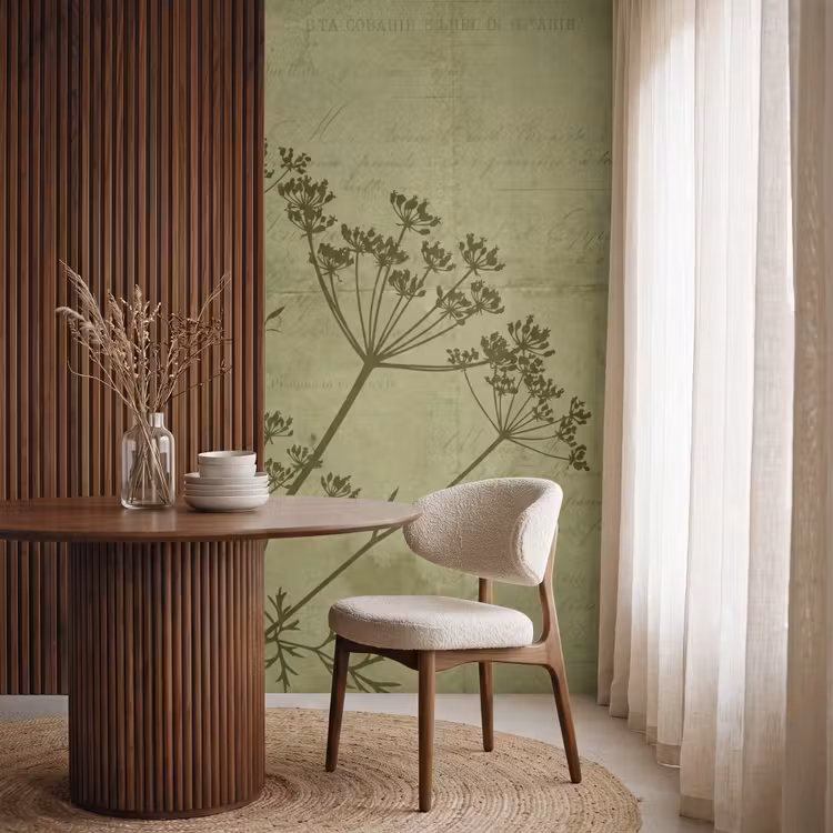 Behang - Bloemen - Schrift - Groen — 4